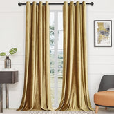 Luxurious Velvet Grommet Curtains Golden– Set of 2 Panels