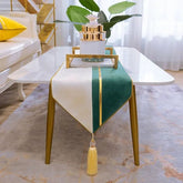 Premium Velvet Table Runner Green & White – Soft, Stylish & Durable