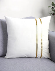 White Velvet Cushion Cover with Golden Lines – 16x16