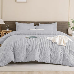 Alezam Crinkle Cotton Light Gray 6-PC Bed Sheet Set – Perfect for All Seasons