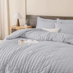 Alezam Crinkle Cotton Light Gray 6-PC Bed Sheet Set – Perfect for All Seasons