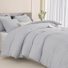 Alezam Crinkle Cotton Light Gray 6-PC Bed Sheet Set – Perfect for All Seasons