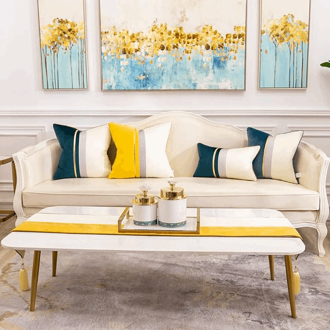 Premium Velvet Table Runner Orange & White – Soft, Stylish & Durable