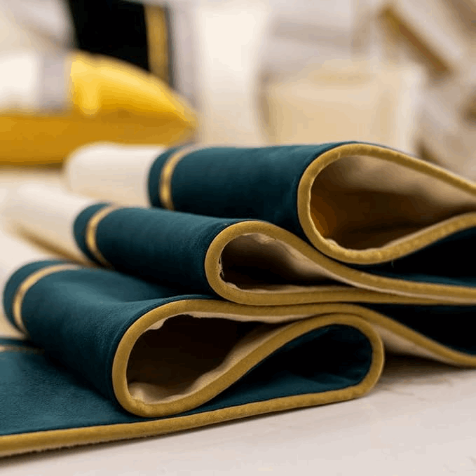 Premium Velvet Table Runner Sea Green & White – Soft, Stylish & Durable