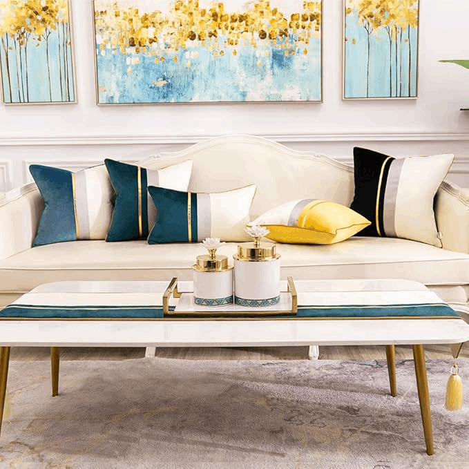 Premium Velvet Table Runner Sea Green & White – Soft, Stylish & Durable