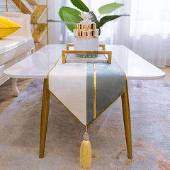 Premium Velvet Table Runner Silver Gray & White – Soft, Stylish & Durable