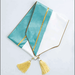 Premium Velvet Table Runner Sky Blue & White – Soft, Stylish & Durable