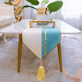 Premium Velvet Table Runner Sky Blue & White – Soft, Stylish & Durable