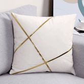 Modern Velvet Pillow Cover – Gold Line Art 16x16