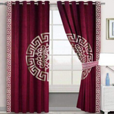 Luxury Velvet Curtains with Center Motif Laser Applique - 2 Piece Set