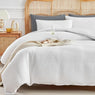 6-Piece Microfiber Bed Sheet Set White – Stylish Waffle Weave Design
