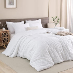 Alezam Crinkle Cotton White 6-PC Bed Sheet Set – Perfect for All Seasons