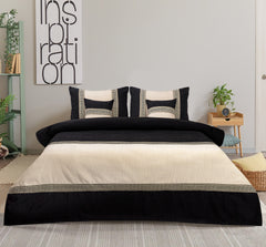 Jacquard Double Tone Skin and Black 5 Piece Bedsheet Set