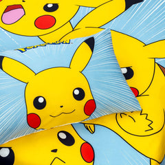Kids Bed Sheet Set with Pikachu Cartoon Print by Alezam Bedding Cotton Fabric