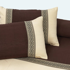 Jacquard Double Tone Brown and Skin 5 Piece Bedsheet Set