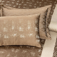 Luxury Satin Silk Jacquard Bed Sheet - 7 Pcs Brown King Size Bridal Set