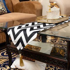 Bold Black White Zigzag Home Decor 3 Pcs Table Runner Set