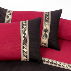 Jacquard Double Tone Red and Black 5 Piece Bedsheet Set