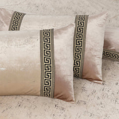 Imported Skin Velvet Print Glittered 6 Pcs Bedsheet Set With Quilt Cover