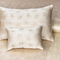 Luxury Satin Silk Jacquard Bed Sheet - 7 Pcs Off-white King Size Bridal Set