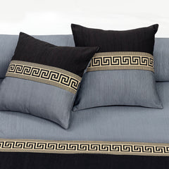 Jacquard Double Tone Blue and Black 5 Piece Bedsheet Set