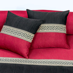 Jacquard Double Tone Red and Black 5 Piece Bedsheet Set