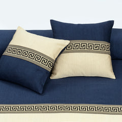 Jacquard Double Tone Navy Blue and Skin 5 Piece Bedsheet Set