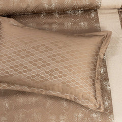 Luxury Satin Silk Jacquard Bed Sheet - 7 Pcs Brown King Size Bridal Set