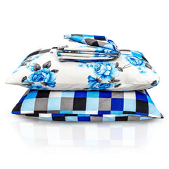 Modern King Size Blue Floral Duvet Cover Set with Pillow Covers