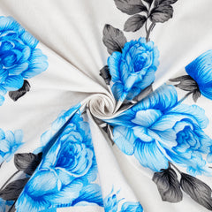 Modern King Size Blue Floral Duvet Cover Set with Pillow Covers