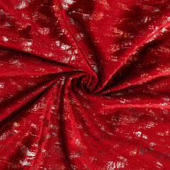 Imported Red Velvet Print Glittered 6 Pcs Bedsheet Set With Quilt Cover