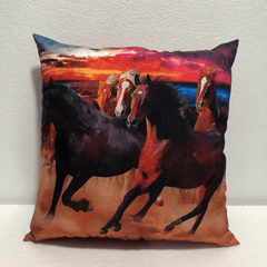 Sunset Running Horses Digital Cushion Cover – Sofa Throw Pillow 16x16