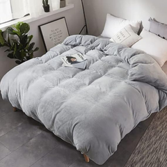 Velvet King Size Bedding Set – Super Soft & Warm 6-Piece Set Silver Gray