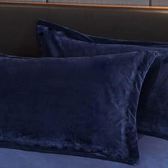 Velvet King Size Bedding Set – Super Soft & Warm 6-Piece Set Navy Blue