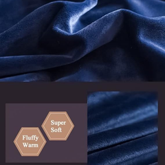 Velvet King Size Bedding Set – Super Soft & Warm 6-Piece Set Navy Blue