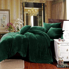 Velvet King Size Bedding Set – Super Soft & Warm 6-Piece Set Dark Green