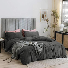 Velvet King Size Bedding Set – Super Soft & Warm 6-Piece Set Dark Gray