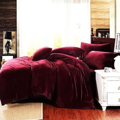 Velvet King Size Bedding Set – Super Soft & Warm 6-Piece Set Burgundy