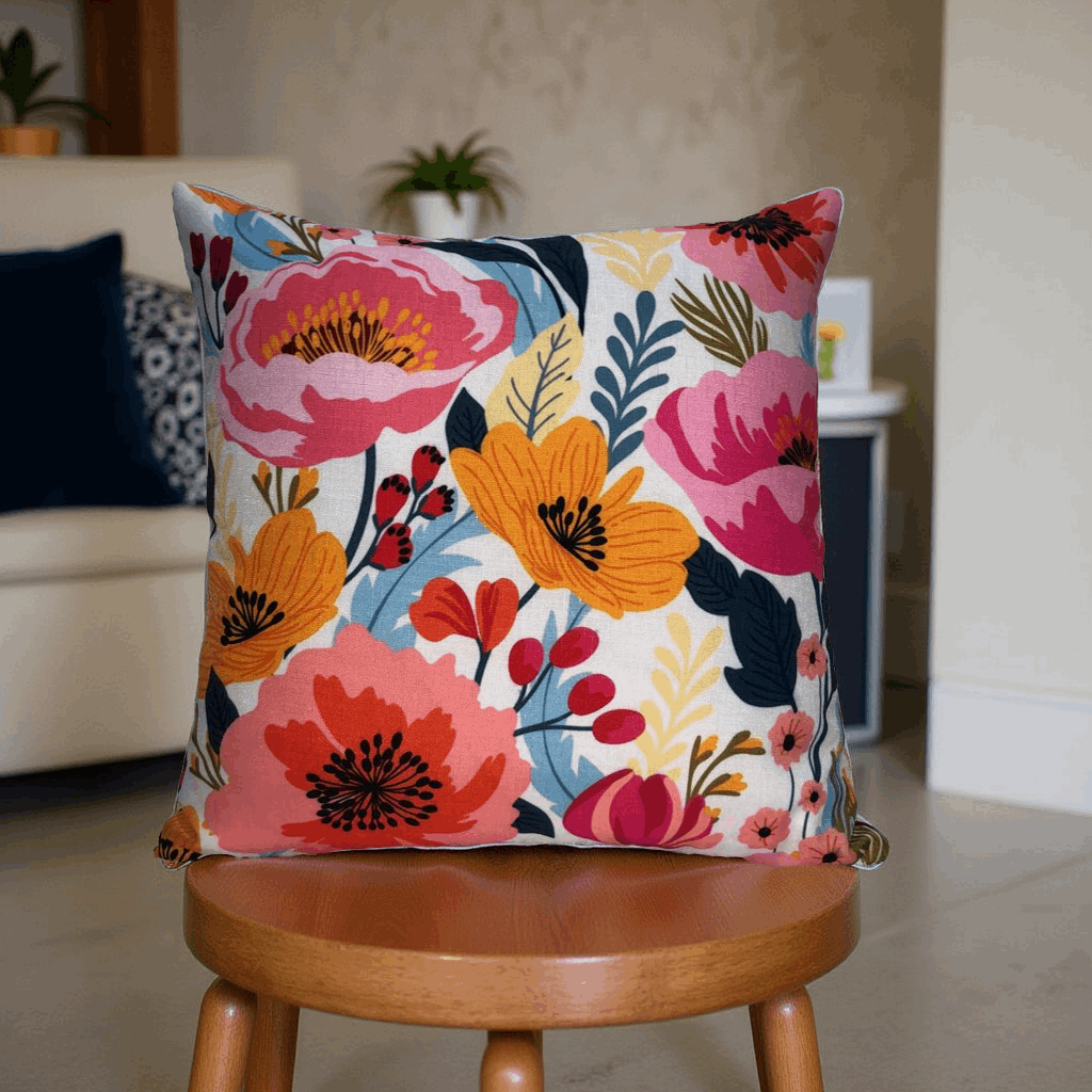 Spring Bloom Pillow Cover – Bright Floral Design for Living Room and Sofa 16x16
