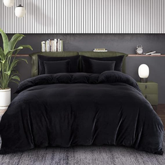 Velvet King Size Bedding Set – Super Soft & Warm 6-Piece Set Black