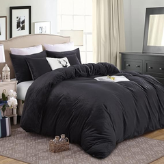 Velvet King Size Bedding Set – Super Soft & Warm 6-Piece Set Black