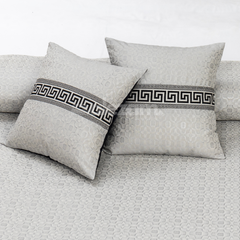 Imported Rod Jacquard Embroidered 5 Pcs Set Bedsheet - Gray