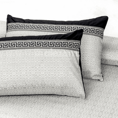 Imported Rod Jacquard Embroidered 5 Pcs Set Bedsheet - Gray