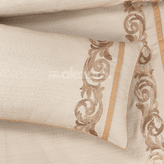 Imported Rod Jacquard Embroidered 5 Pcs Set Bedsheet - Skin