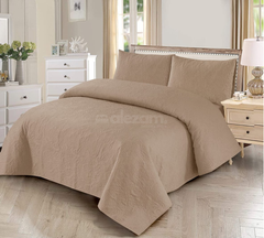 3 Piece Light Beige Quilted King Size Bedsheet Set by Alezam