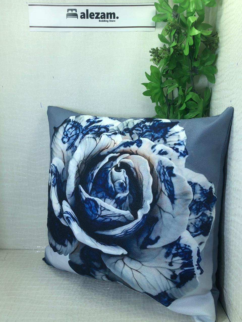 Blooming Rose: Floral Digital Print Cushion Cover 16x16 Inches