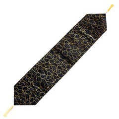 Elegant Black Velvet 7 Pcs Table Runner Set with Cutlery Pockets by Alezam