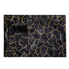 Elegant Black Velvet 7 Pcs Table Runner Set with Cutlery Pockets by Alezam