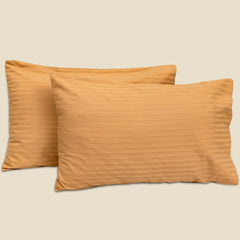 Alezam Mustard Cotton Satin Pillow Covers 20x30 Size – Pack of 2
