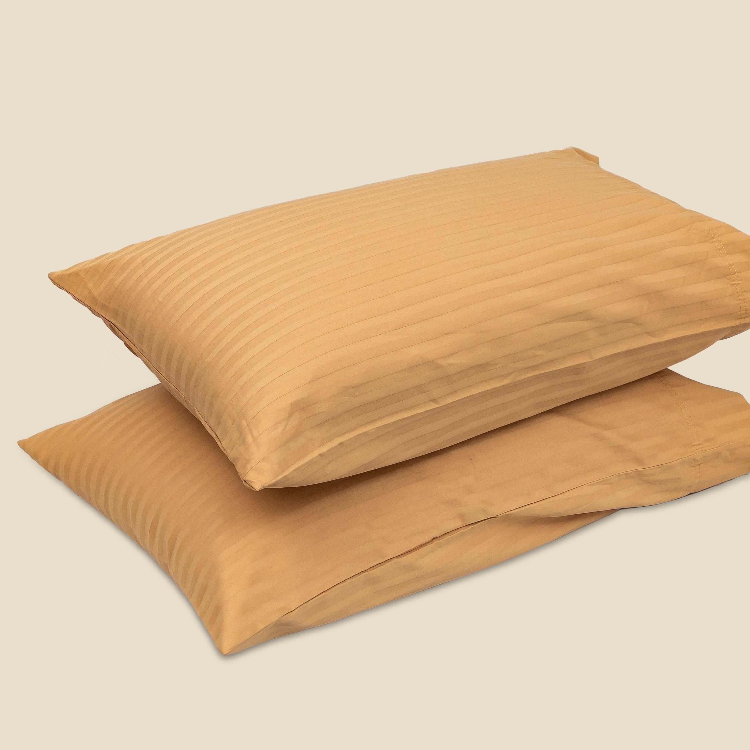 Alezam Mustard Cotton Satin Pillow Covers 20x30 Size – Pack of 2